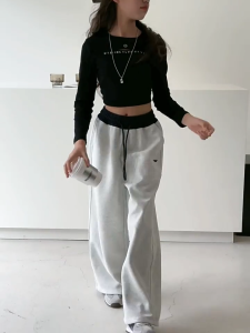 Korean Baggy Pants For Kids Girl 7-15yrs Sweat Pants For Kids Girl Elastic Waist Drawstring Square Pants For Kids Girl Wide Leg Pants For Kid Girl ootd For Kids Girl