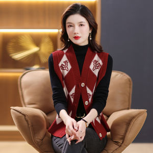 Cashmere Dệt Kim Mỏng Dành Cho Nữ  Áo Hai Dây Mùa Xuân Mùa Thu Thời Trang Thêu Phong Cách Mẹ Áo Len Mùa Đông Ấm Áp Nút Lên Thoải Mái Áo Khoác Cardigan