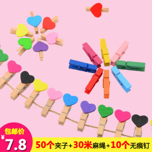 ที่หนีบรูปภาพติดผนังที่หนีบรูปหัวใจไร้รอยติดเชือกป่านที่หนีบไม้รูปรูปภาพตกแต่งผนังสร้างสรรค์สดใส