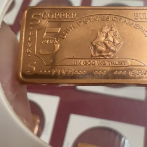 5 Gram Iron Ship .999 Fine Copper Bar CMC 5 Gram Copper Bar COPPERMAN