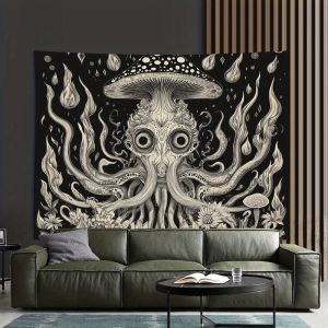 VIKAMA Fantasy Dark Octopus Tapestry Mushroom Flame Water Drop Art Wall Mural Living Room Sofa Backdrop Wall Room Decor