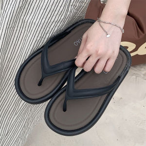Summer Outdoor Casual Vintage Color Block Beach Sandals Womens Thong Slippers Comfortable Home Slippers PVC Material