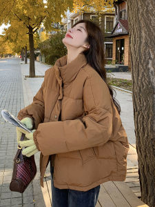 Caramel Short Womens down Jacket 2025 Winter New Style Thickened 90 White Duck down Bread Style Korean Version Straight Cut