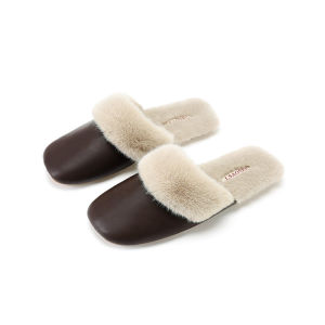Nordic Style Cotton Slippers Womens Autumn and Winter Household Heattech Fancy Floor Noiseless Waterproof Stain Resistant Leather Slippers Men
