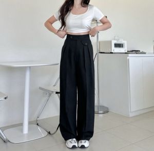 JENNIE-Hightwais Cutbray Jeans Celana Flare Panjang Stretch Wanita Retro Vintage Cutbray Lipat Bawah