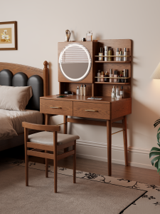 DONGMU | Winter Wood Real Wood Dressing Table Large Tabletop Storage with Mirror Compact Design