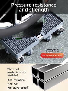 MONLEYTA | German Universal Adjustable Shockproof Washer Base Frame With Rolling Wheels And Storage Shelf Height Adjustable Pads