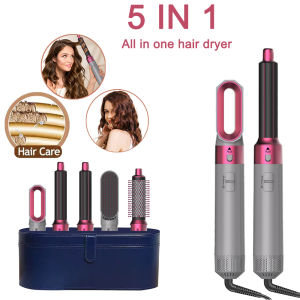 10 5 In 1 Hair Dryer Hot Air Comb Brush Professional Styling Tool With Curling Iron And Hair Straightener For All Hair Types
