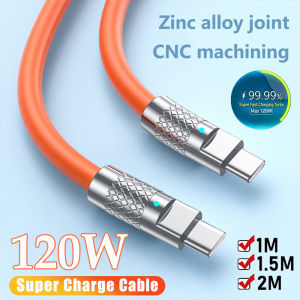 120W 10A Super Fast Charging Cable Liquid Silicone PD Type-C 1/1.5/2M C to C Quick Charging Cable for iPhone Xiaomi