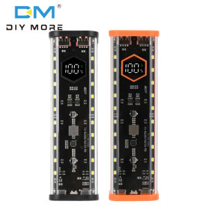 diymore Mecha Transparent 8pcs 21700 Battery Case DIY Kit Quick Charge Flash Charger Battery Case Kit No Soldering Rechargeable Battery Case