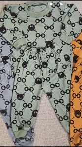 3pcs setelan lengan panjang motif pita panda anak/bayi laki laki warna cerah