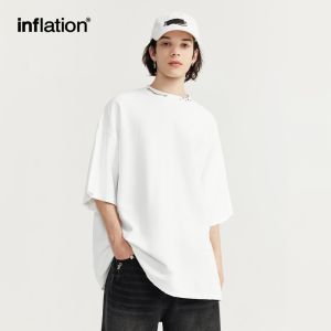 INFLATION brand hand sewn metal twill T-shirt 2024 spring/summer trendy brand new product American street loose solid color short sleeved