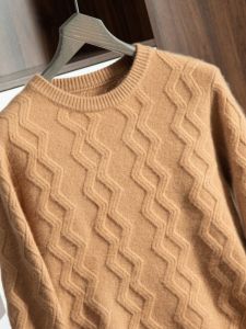 Thick Knitted Mens Wool Sweater Long Sleeves Pure Color Pullover Comfortable Breathable for Autumn Season Ideal for Business