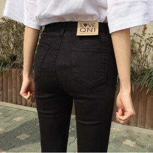 Black Slim Fit Jeans Womens Long Pants Spring Autumn New Style plus Size Thinming Nine Point High Waist Womens Fashion