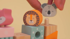 Wooden Stacking Animal Train Toy | Colour Sorting Toddler Game | Mainan Kereta Susun Kayu 18M+ PolarB