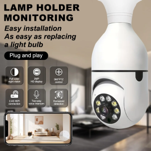 1080P 8X Zoom Indoor Bulb Camera Auto Tracking Indoor Video Surveillance Home Security Protect 2.4G WiFi Camera Two-Way Voice