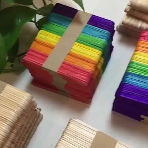 50pcs Natural Wooden Ice Cream Popsicle Sticks Wood Stick Ice Cream Spoon Hand Art DIY Ice Cream Ice Cube Lollipop Cake Tools