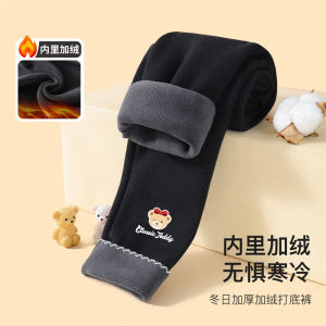 Classic Teddy Fleece Lined Thickened Autumn Winter Girls Pants Baby Long Pants Integrated Fleece Warmth Trousers for Kids