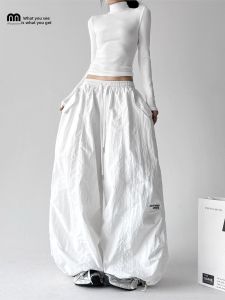 MUYUZI | American Style Loose Fit Parachute Trousers Drawstring Cargo