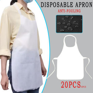 10-20Pcs Non Woven Disposable Aprons Solid Color Household Cleaning Kitchen Cooking Apron Anti-fouling Restaurant Barbecue Apron