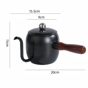 Bình Pha Cà Phê Thủ Công Bằng Thép Không Gỉ 500ML Có Tay Cầm Và Nắp Bằng Gỗ Ấm Đun Nước Miệng Dài Dùng Ngoài Trời Dành Cho Người Yêu Cà Phê