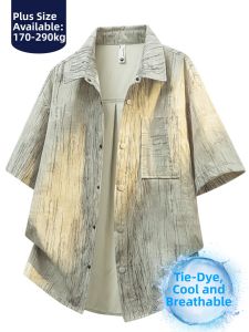 BINHANG | Big Size Tie-dye Texture Short Sleeve Japanese Vintage Shirt