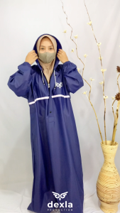 Jas Hujan Model Gamis Wanita Waterproof Tebal PVC 0.25