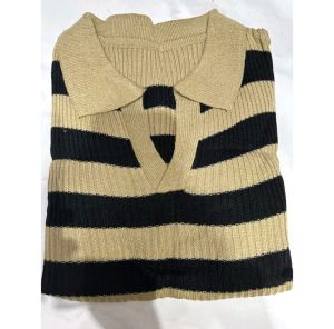 atasan rajut crop top kerah polo vneck tali samping