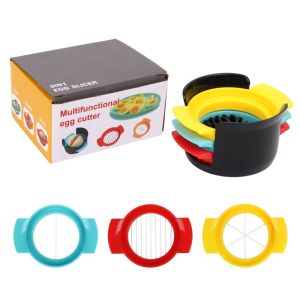 3 in 1 Egg Cutter Divider Splitter Slicer Tool Set Stainless Steel Kitchen Eggs Cutter Fruits Cutter Slicer Thermomix