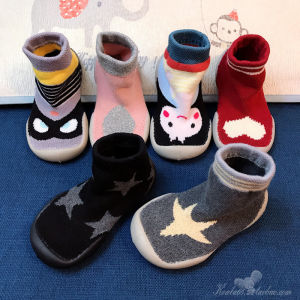 Trẻ Em Chống Trơn Trượt Mềm Giày Vải Đáy Trong Nhà Hoạt Hình Tất Giày Bé Trai Bé Gái Học Tập Đi Bộ Thoáng Khí Giày Sàn