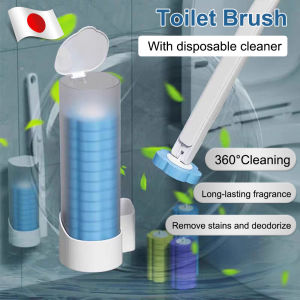 Toilet Brush Set Diaposable Toilet Brush Cleaner Stain Remover Toilet Bowl Cleaner with Long Holder Cleaner System Bathroom Cleaner Household Wall-mounted 360° No Dead Angle Super Clean Antibacterial Deodorizing Toilet Cleaning Kit With Cleaning Liquid
