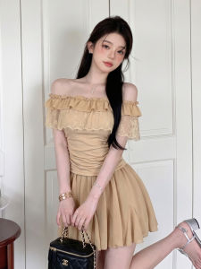 GUZILIAN | Elegant Lace Hem Ruffle Sleeveless T-Shirt A-Line Skirt Summer Set