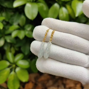 "Metal-Water Symphony" Jade Earrings (Sku: 18k13)