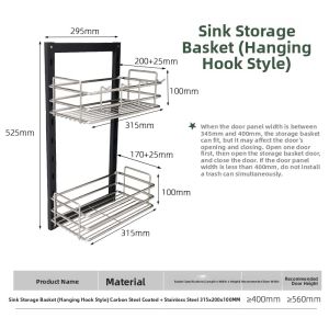 Hidden Stainless Steel Kitchen Bathroom Sink Cabinet Trash Can under Counter Storage Rack Classification Trash Bin