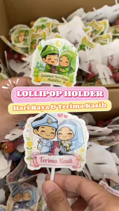 50pcs Lollipop Card Lollipops Holder Terima Kasih Hari Raya Birthday Wedding Party Kahwin Door Gift