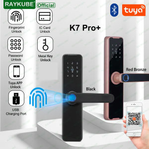 RAYKUBE Biometric Fingerprint Door Lock K7 Pro+ Smart Lock Tuya App Remote Unlocking Keyless Lock Electronic Door Lock
