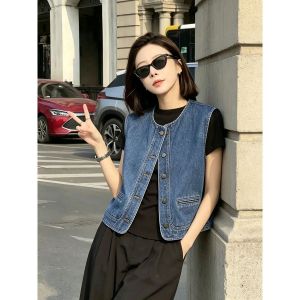 LIANGYILAILIN | Trendy High Quality Light Korean Style Denim Vest