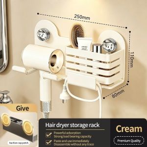 Detachable Suction Cup Hair Dryer Hanger No Drilling Bathroom Shelf