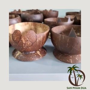 Chậu cây gáo dừa để bàn chậu cây mini cao 7.5cmx10.5cm họa tiết cho con và mèo con