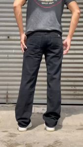 BISA COD TERLARIS!! CELANA STANDA REGULER JEANS DENIM HITAM PEKAT  - CELANA PANJANG PRIA DEWASA - CELANA SIMPLE POLOS LONGGAR