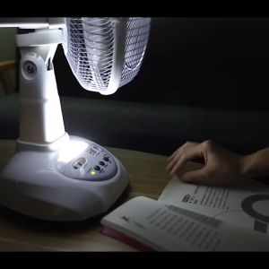 [Buy 1 Take Gift]solar electric fan with charger desk fan 12/16Inch 400000mAh wall fan with 2 bulbs stand fan solar panel 220V rechargeable emergency light outdoor waterproof IP67 30year warranty
