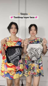 ONEFASHIONMALL Mimi Tank Top Slayer Vest Scraf Bandana Korea Summer Wanita Mimi Corak Ethnic Scarft Crop BR004