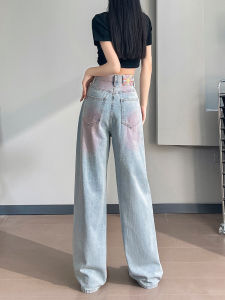 กางเกงยีนส์ขากว้างเอวสูงทรงหลวมสำหรับผู้หญิง กางเกงขายาวทรงตรงทรงหลวมสำหรับฤดูใบไม้ผลิและฤดูร้อน กางเกงขายาวทรงปากเป็ดทรงหลวมสำหรับผู้หญิง