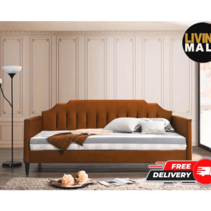 Living Mall Edgar Daybed In Faux Leather In Camel Colour w/ Mattress Option