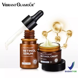 Paket Retinol Vibrant Glamour Serum dan Cream 30 ml Original Perawatan Wajah Glowing Alami