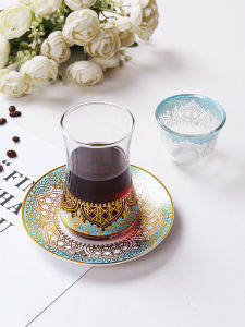 New Style Beautiful Pattern Coffee Cup Womens Expert Cup Elegant Exotic Arab Tea Cup Nordic Style Handmade Glass Coffee Utensils