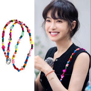สร้อยคอเครื่องประดับโทรศัพท์มือถือแบบพร้อมโซ่สีสันสดใสสำหรับการเดินทางและใช้กับโทรศัพท์มือถือ Apple Huawei สายสะพายกระเป๋าผู้หญิงแบบสุดเก๋
