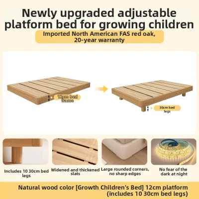 NUOMU | Customizable Childs Solid Wood Tatami Platform Bed Frame with Safety Rails
