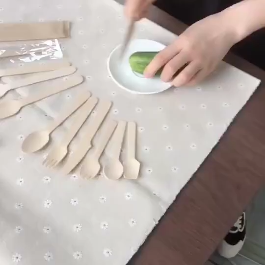 100pcs/pack Wooden Spoon Fork Mini Eco friendly &Disposable Wooden Utensils Dessert Spoon Fork