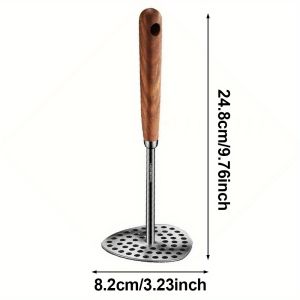 1pc Stainless Steel Potato Masher w/Fine Mesh Platen Heavy Duty Kitchen Tool for Mashed Potatoes/Veggies/Purees